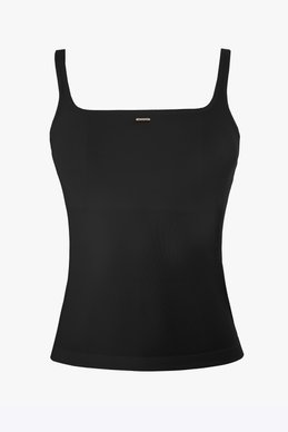 Черный трикотажный топ на тонких бретелях