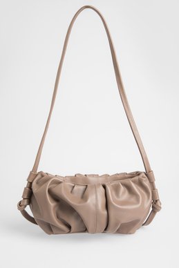 Сумка из натуральной кожи с длинной ручкой в оттенке хаки