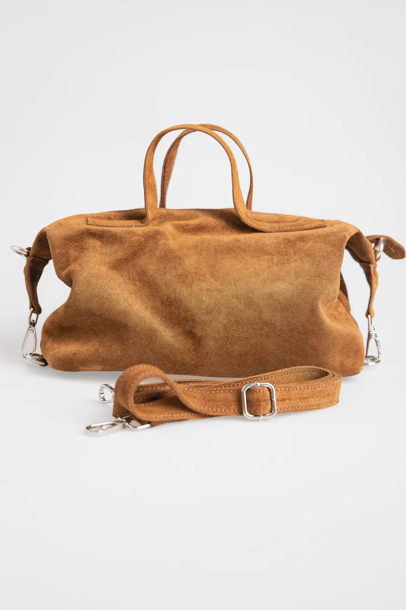 Сумка из натуральной замши с двумя ручками в оттенке капучино Сумка из натуральной замши с двумя ручками в оттенке капучино фотография 1