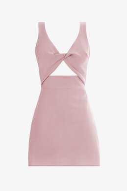 Pink mini dress with woven bodice