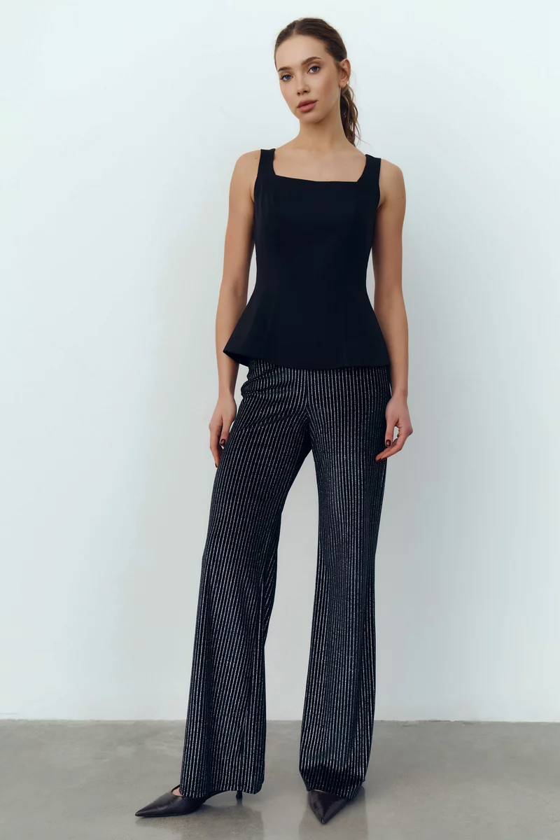 Черные бархатные брюки с серебристым напылением фотография 3