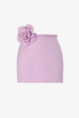 Фиолетовая юбка сатиновая мини с акцентным поясом