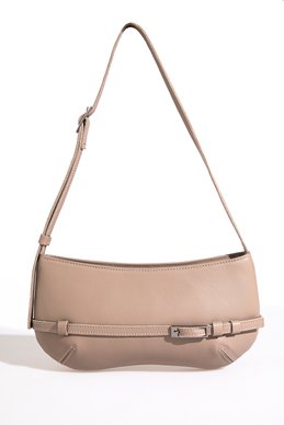 Бежевая сумка из натуральной кожи с пряжкой