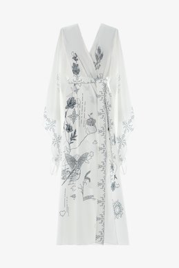 Молочное шелковое кимоно Душа с поясом