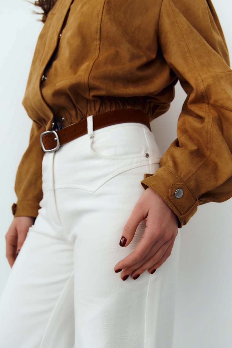 Ремінь із екошкіри у відтінку кемел фотографія 1