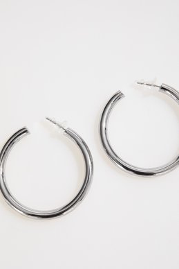 Серебристые серьги металлик закругленной формы