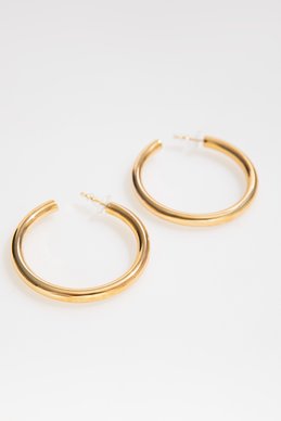 Золотистые сережки металлик закругленной формы