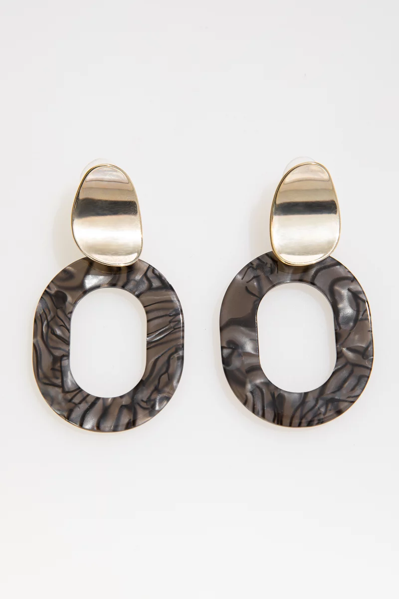 Золотистые комбинированные серьги овал фотография 1