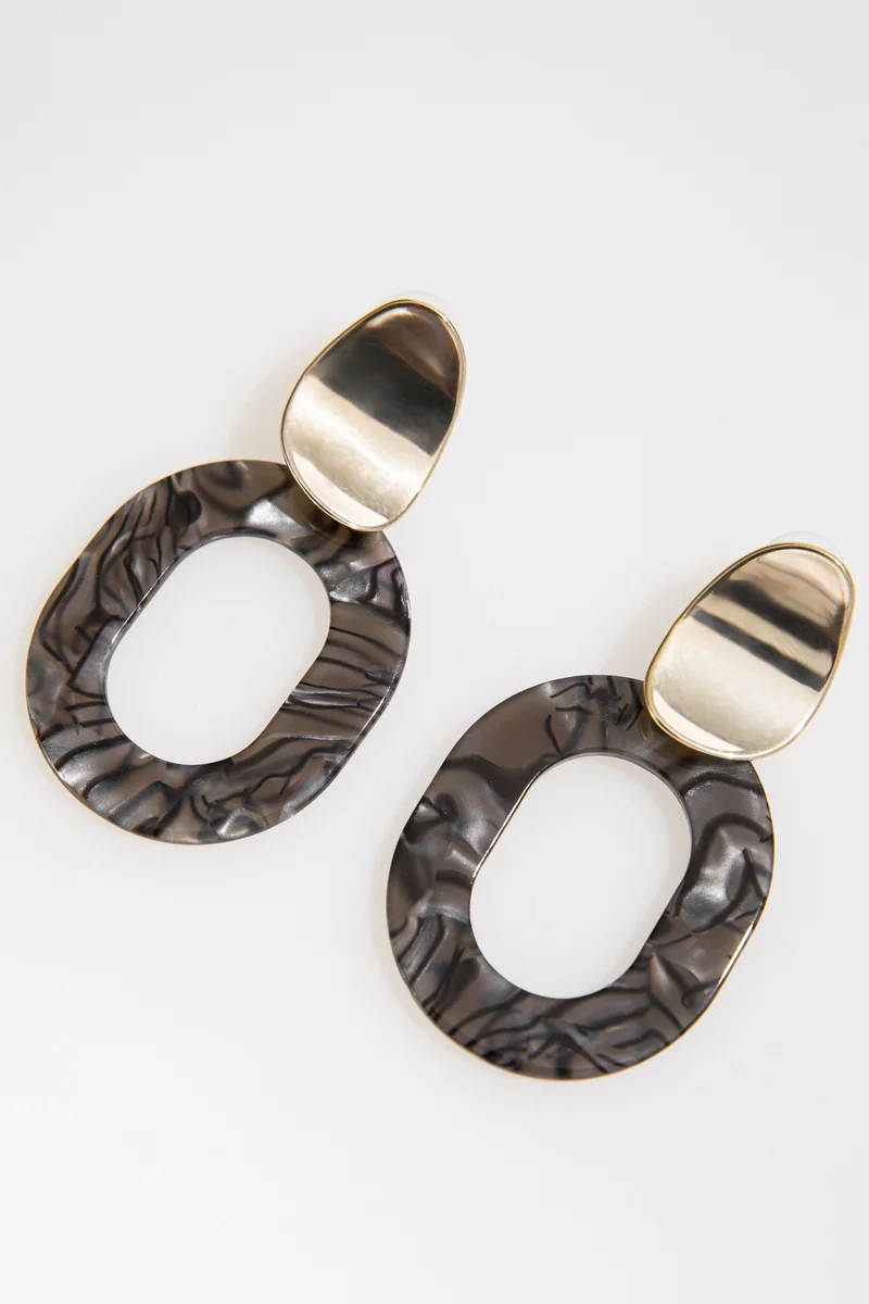 Золотистые комбинированные серьги овал фотография 2