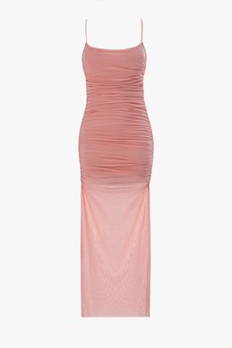 Рожева облягаюча сукня максі зі стрейч-сітки