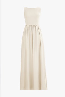 Молочна сукня максі з розкльошеною спідницею