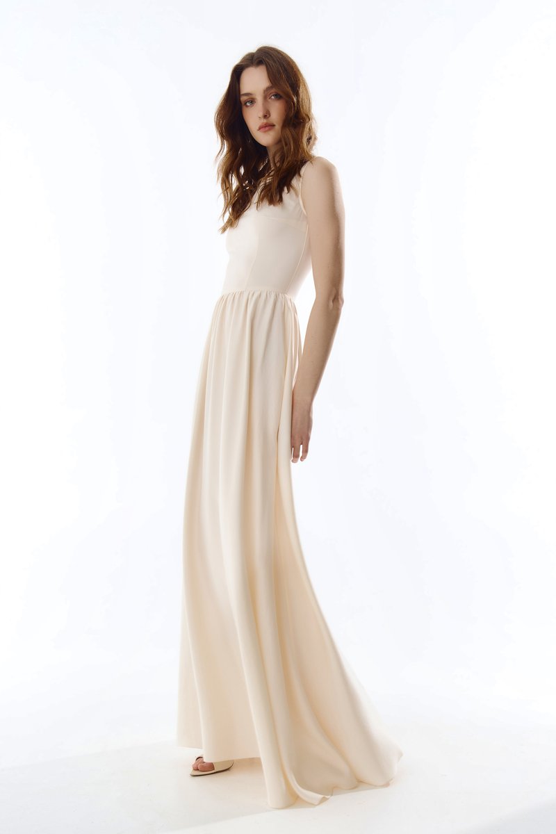 Milk maxi dress with flared skirt image 1