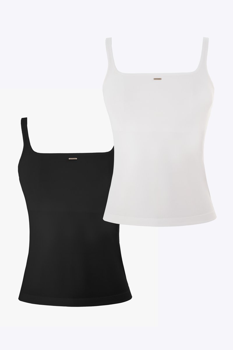 

Базовий набір із чорного та молочного топа на тонких бретелях