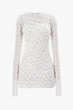 Облегающее молочное платье мини с цветочным принтом