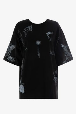 Чорна футболка оверсайз з принтом Душа