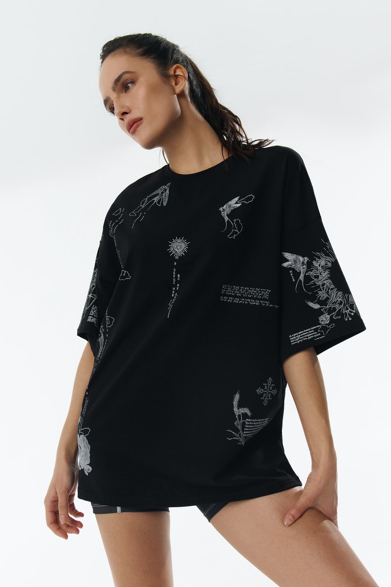 Black oversized T-shirt with Soul print image 1