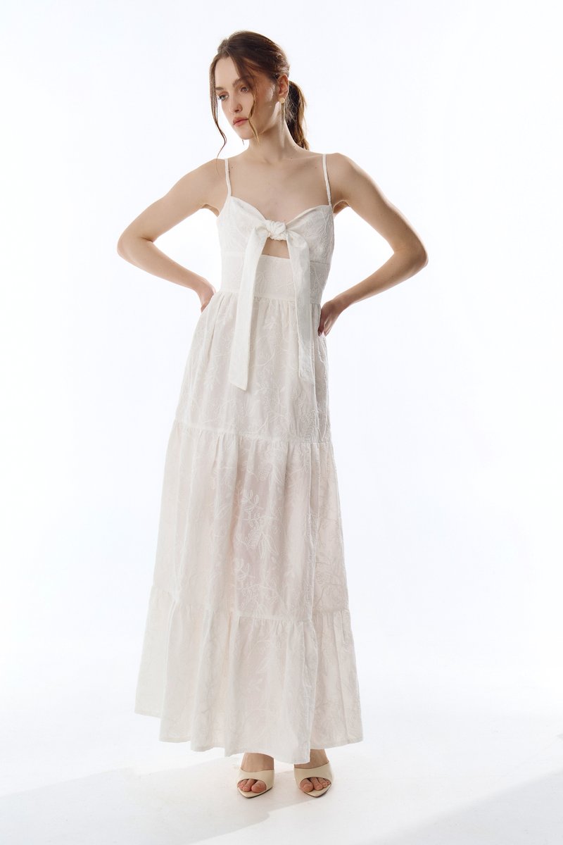 

Молочний сарафан максі із прошви