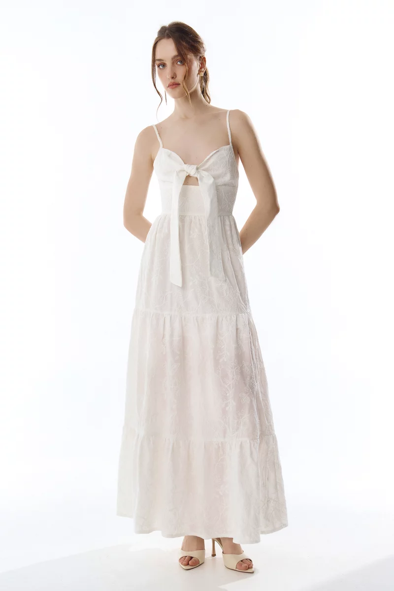 Молочный сарафан макси из прошвы Молочный сарафан макси из прошвы фотография 3