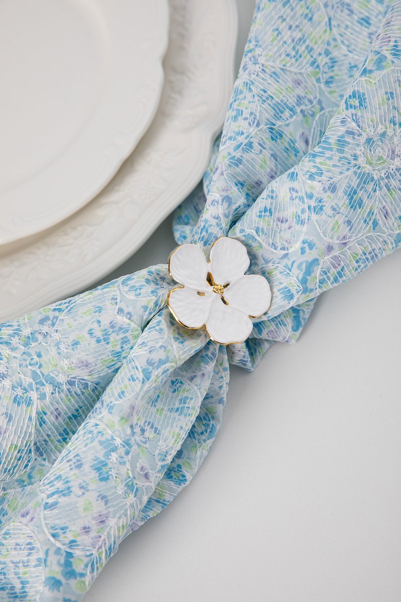 Napkin ring white flower 3.5 cm image 1