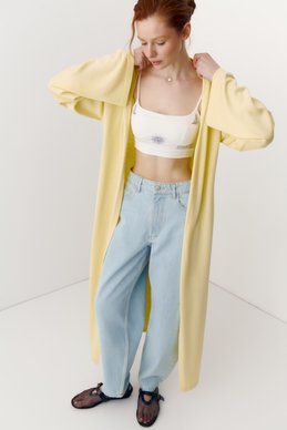 Жовтий трикотажний кардиган прямого крою