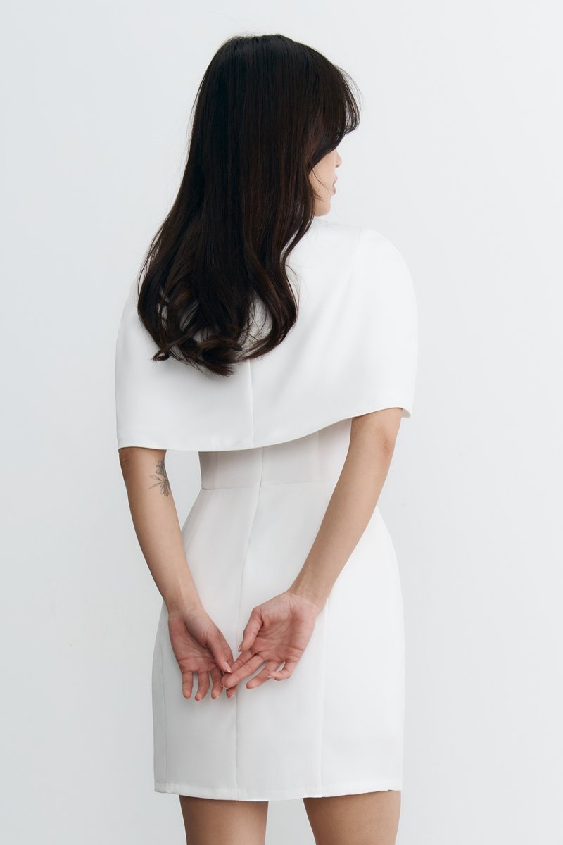 White mini dress and cape set ( 49817)  Gepur - women clothes store