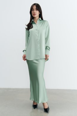 Oversized mint-colored rayon shirt