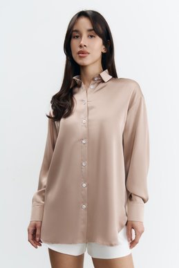 Beige oversized rayon shirt