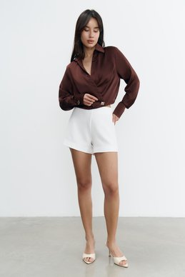 White high-rise shorts