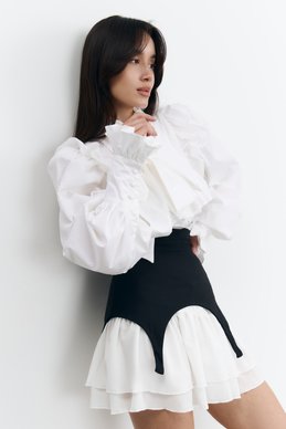 White cotton blouse with ruffles