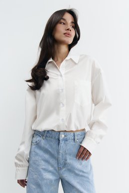 Белая хлопковая рубашка с поясом на резинке