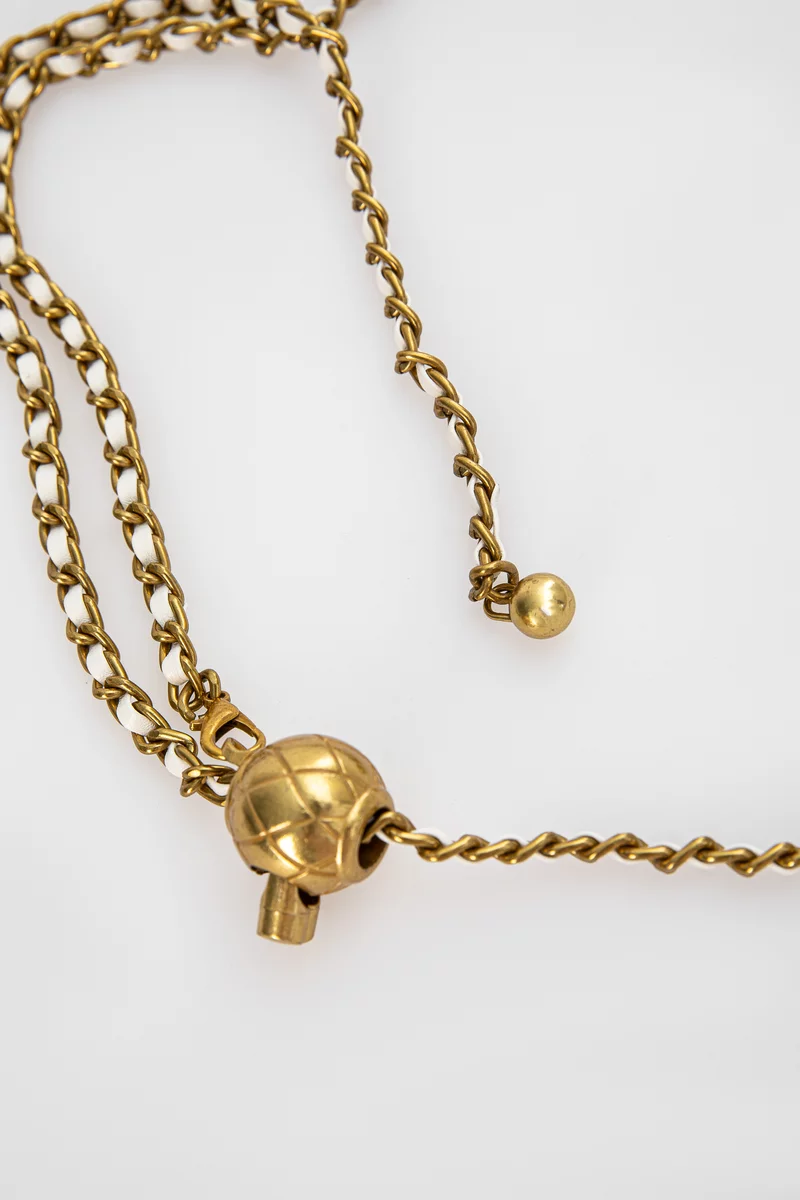 Золотой комбинированный ремень с цепочкой фотография 3