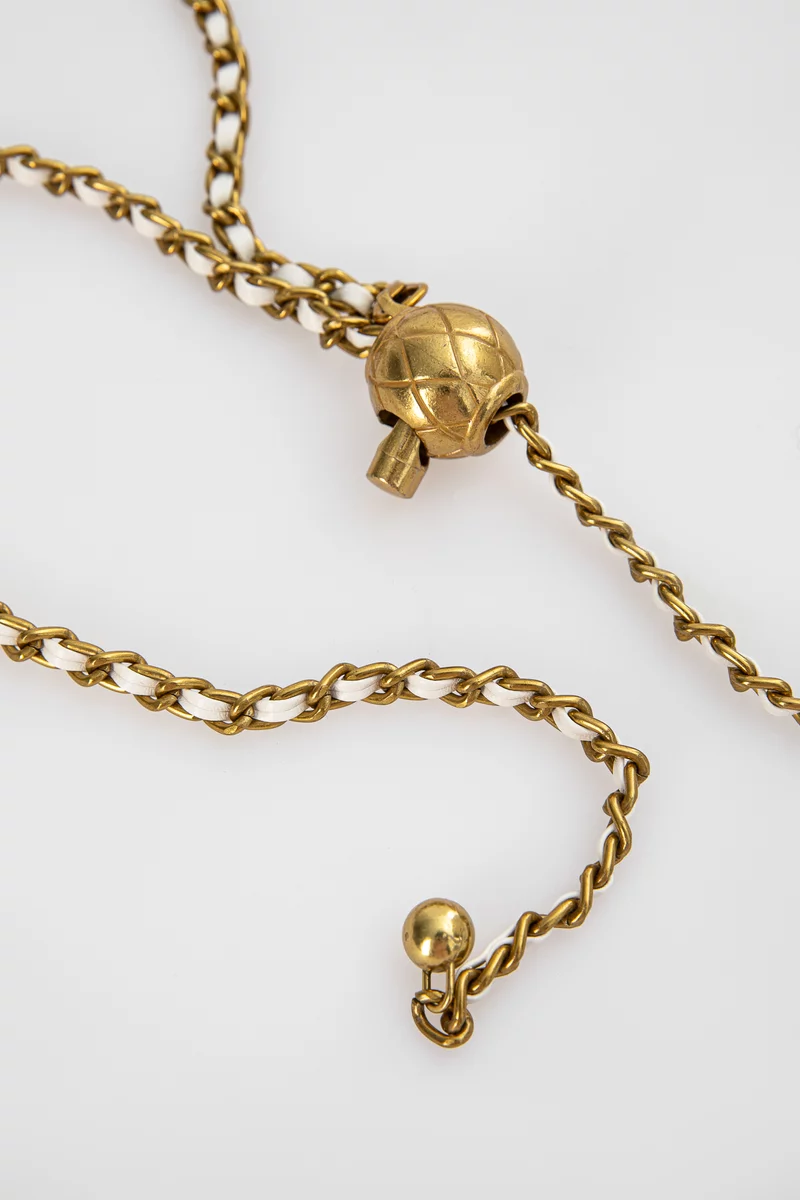 Золотой комбинированный ремень с цепочкой фотография 4