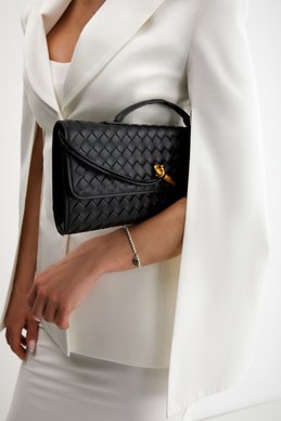 Черная сумка-клатч из экокожи с эффектом переплетения