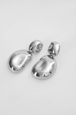 Серебристые серьги металлик с подвеской