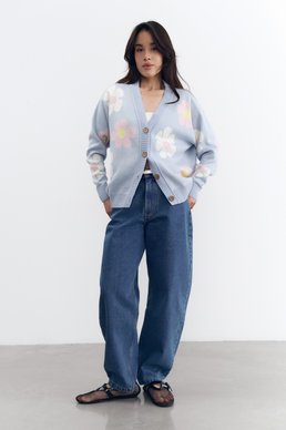 Блакитний кардиган з квітковим принтом