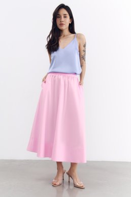 Розовая хлопковая юбка миди