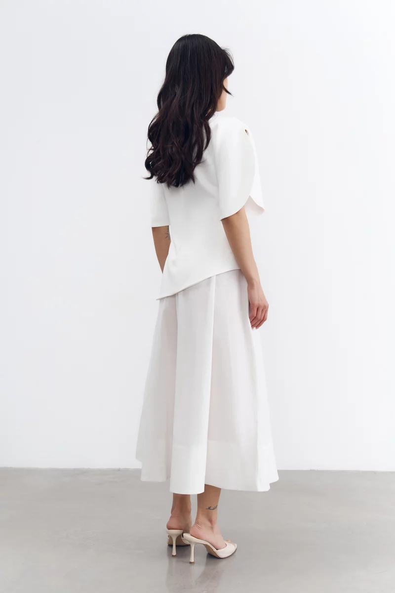 Молочна бавовняна спідниця міді фотографія 5