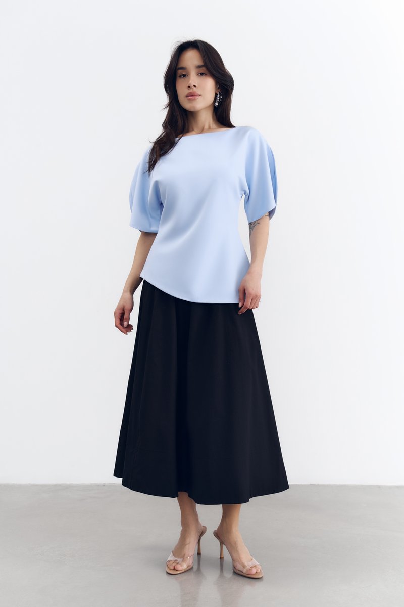 Черная хлопковая юбка миди фотография 1