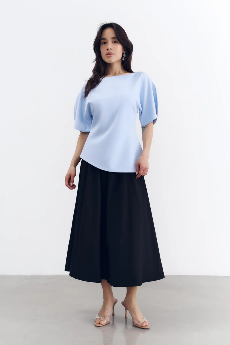 Черная хлопковая юбка миди фотография 1