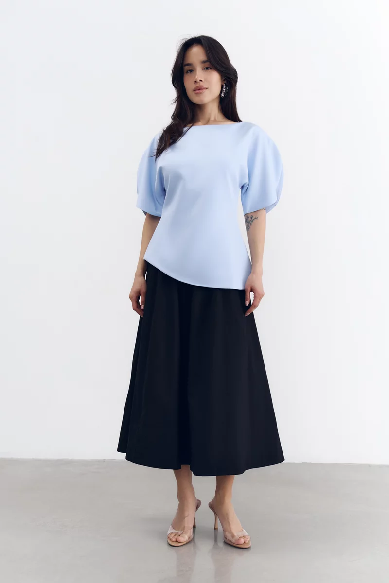 Черная хлопковая юбка миди фотография 2