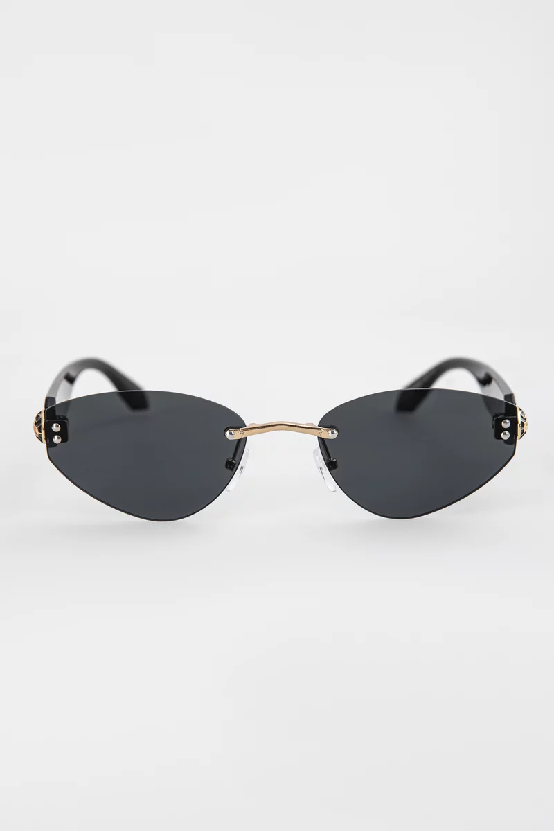 Черные солнцезащитные очки без оправы фотография 3