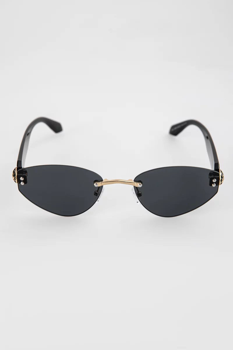 Черные солнцезащитные очки без оправы фотография 4