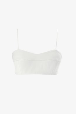 Молочный сатиновый топ-бра на бретельках