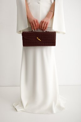 Сумка-клатч из экокожи с эффектом переплетения в оттенке бургунди