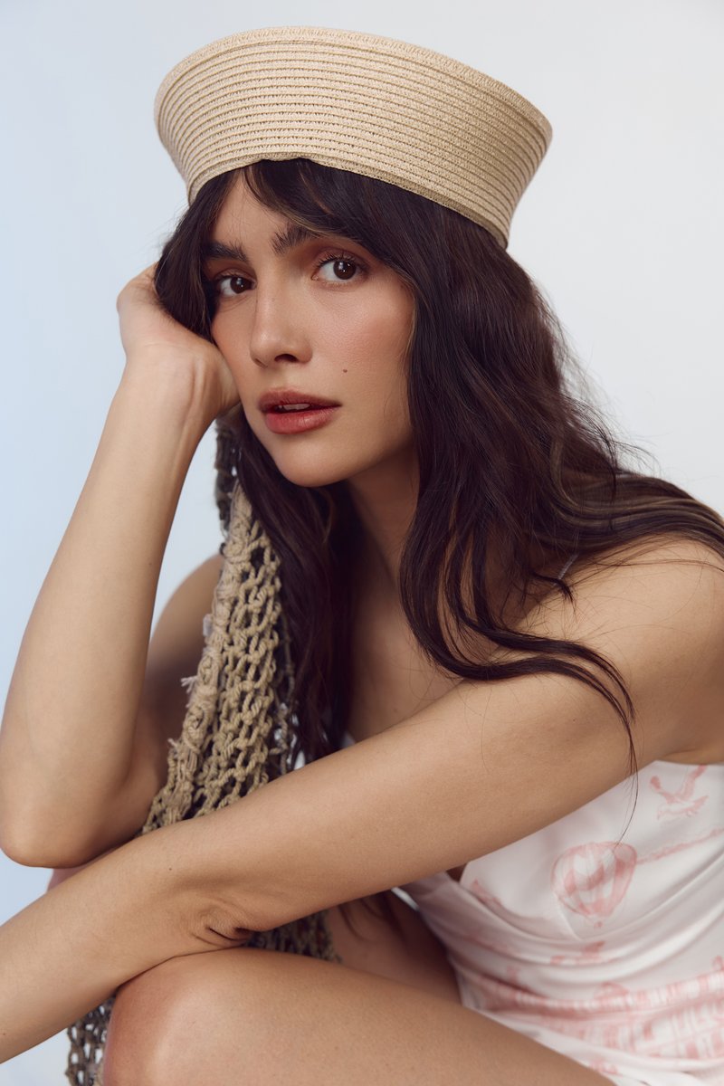 Светло-бежевая плетеная панама sailor hat фотография 1