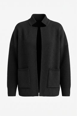 Black loose-fitting cardigan with pockets