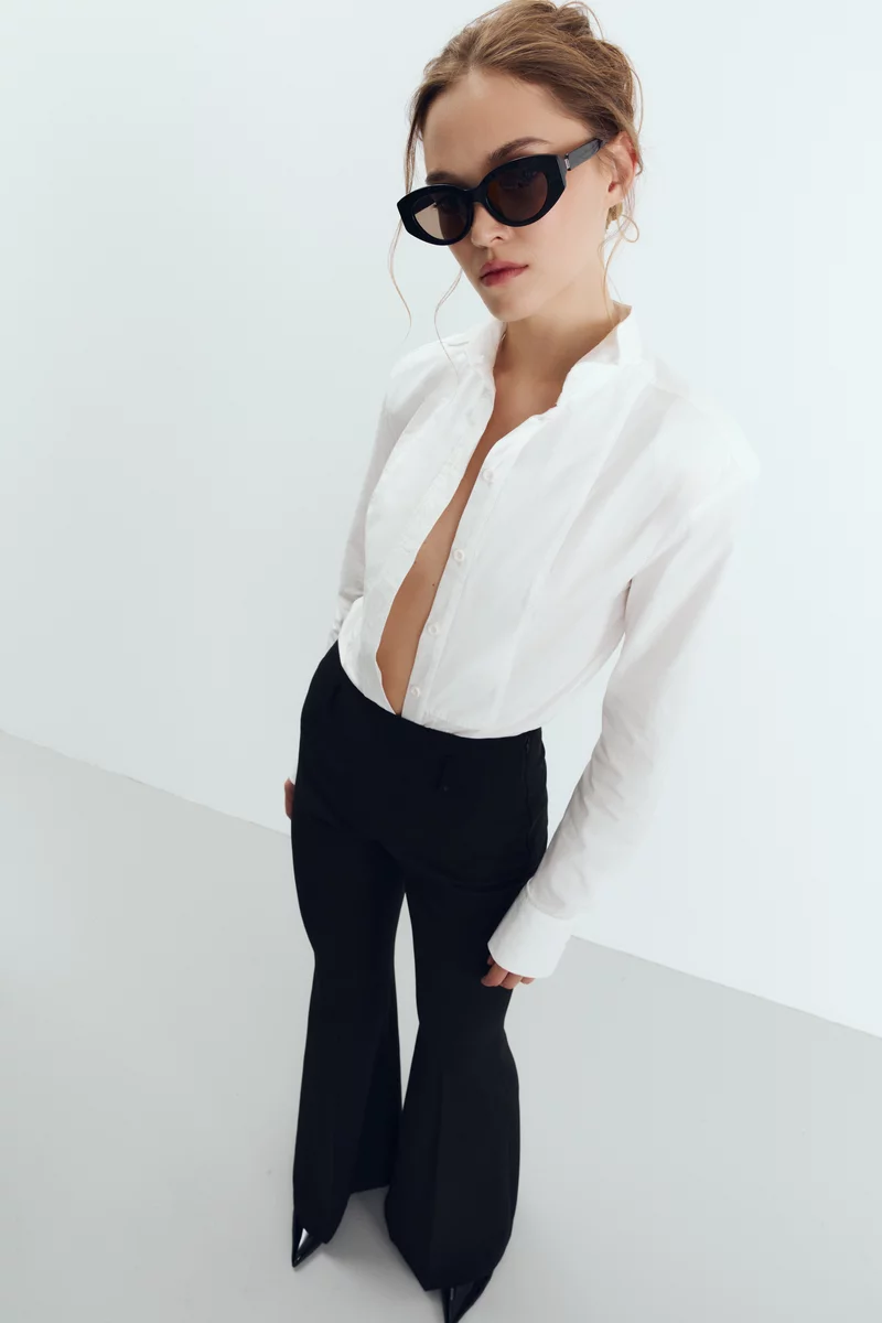 Milk cotton shirt with a cinched waist photo 1