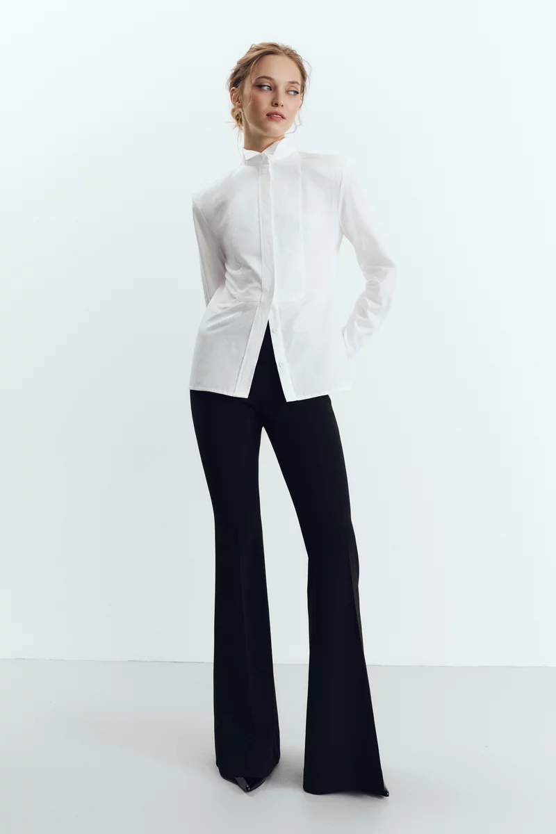 Milk cotton shirt with a cinched waist photo 2