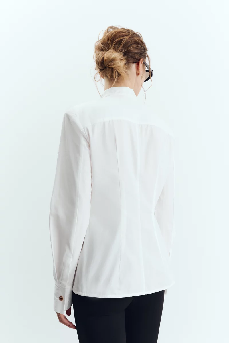 Milk cotton shirt with a cinched waist photo 4