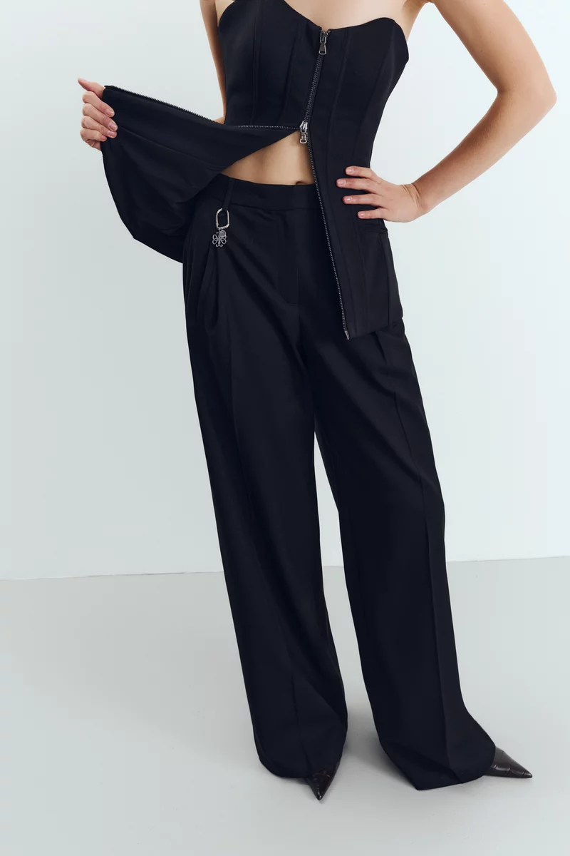 Black suiting palazzo pants photo 1